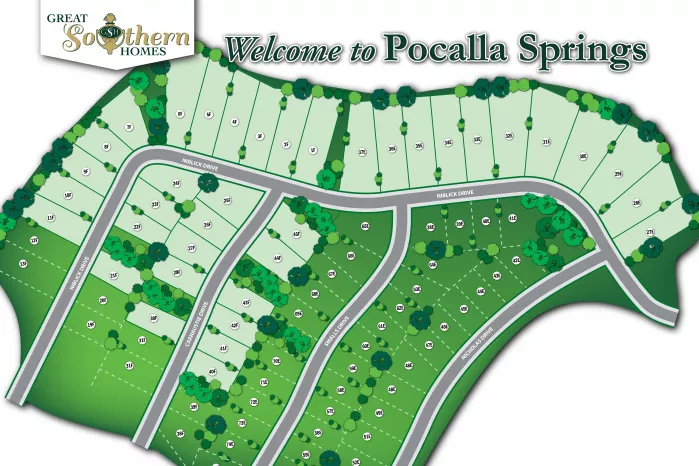 Pocalla Spring Sumter SC Illustrated Site Map by Great Southern Homes