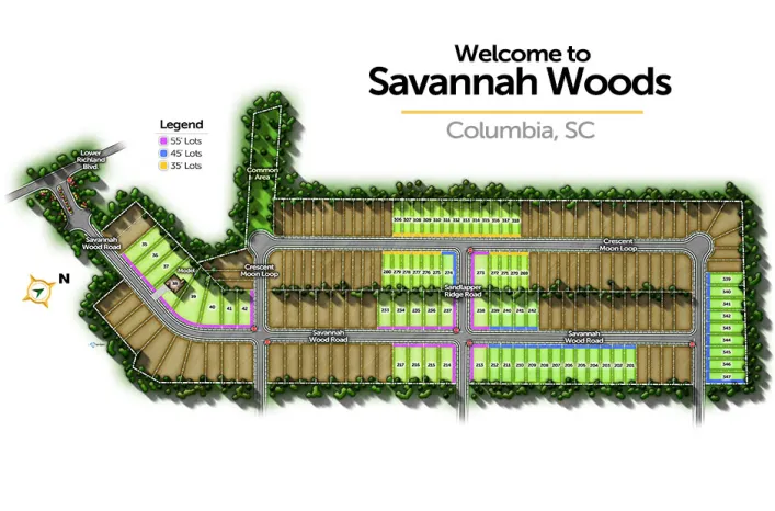 Savannah Woods Illustrated Site Plan by Great Southern Homes